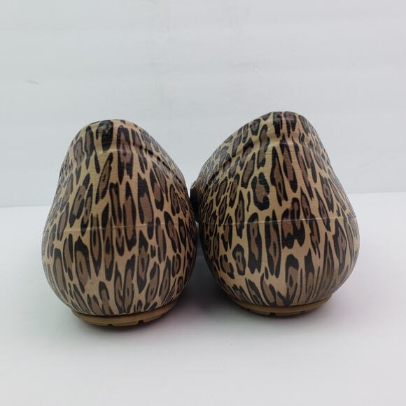 Crocs Womens Size 9 Brown Leopard Black Tie Slip On Comfort Ballet Flats Shoes - Picture 7 of 11